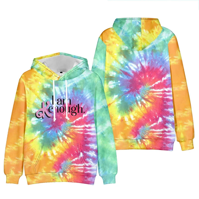 I Am Kenough Hoodies Letter 3D Print Men Women Oversized Cool Tie Dye Streetwear Pullover Sweatshirts Sports Unisex Top Clothing