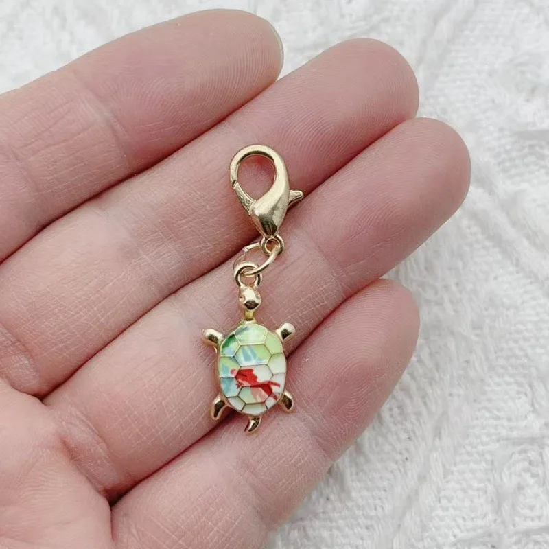 16 stuks DIY sieradenaccessoires kleur druppelolie legering bedrukte schildpad hanger accessoires sleutelhanger tasgesp