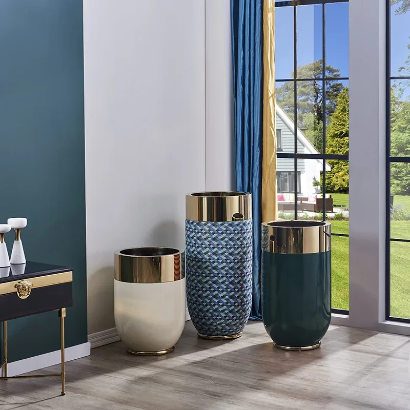 

High-end indoor light luxury floor flower pot Internet celebrity creative flower bucket