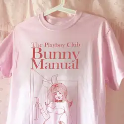 Summer Women Playboy Bunny Manual Tee Shirt Pink Graphic  80s 90s Vintage Tshirt  Cute Aesthetic Gift For Her Western t shirts