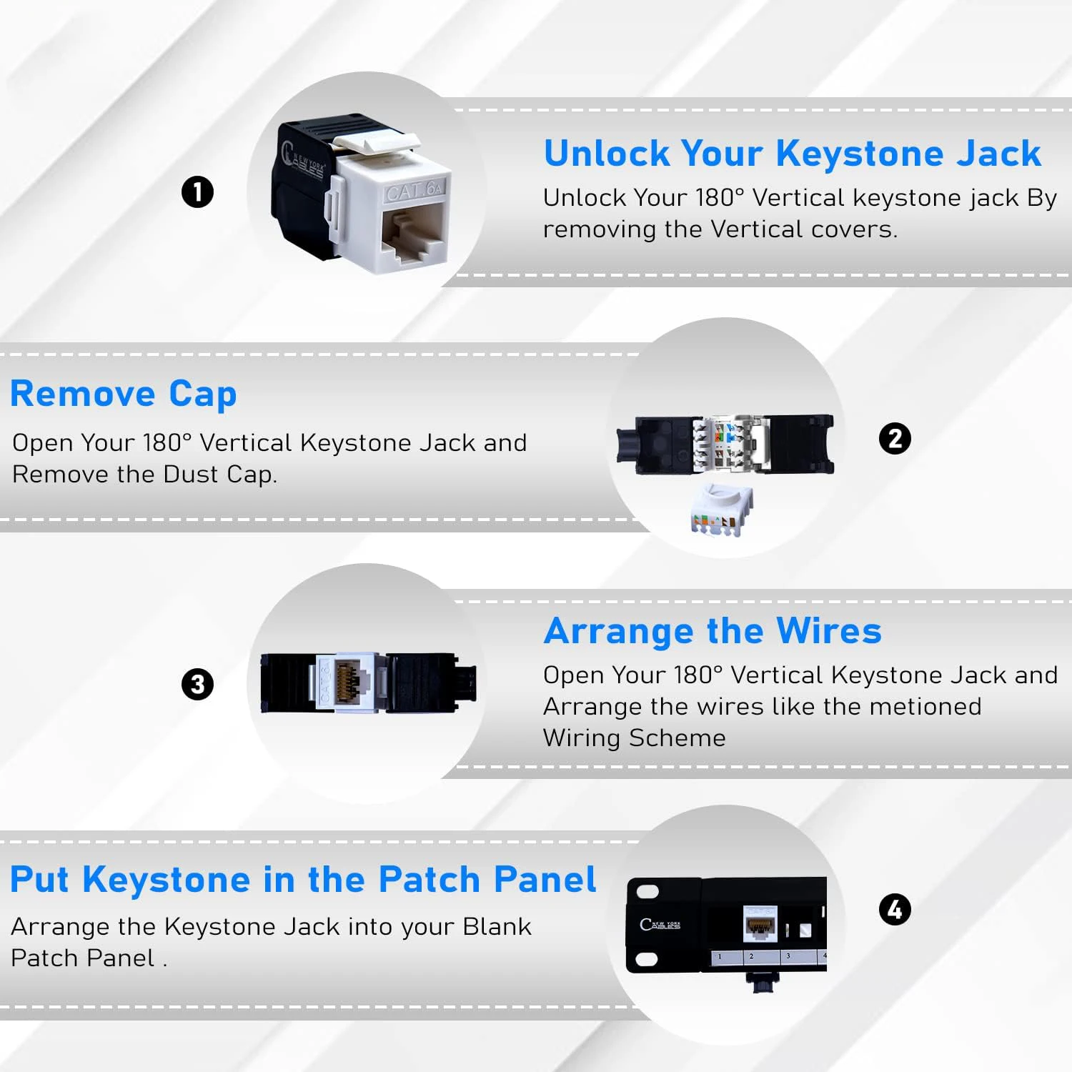 ZoeRax RJ45 Cat8 Cat7 Cat6A Shielded Keystone Jacks, RJ45 STP Tool-Less Type Zinc Alloy Module Shielded Keystone Jack Adapter image 5