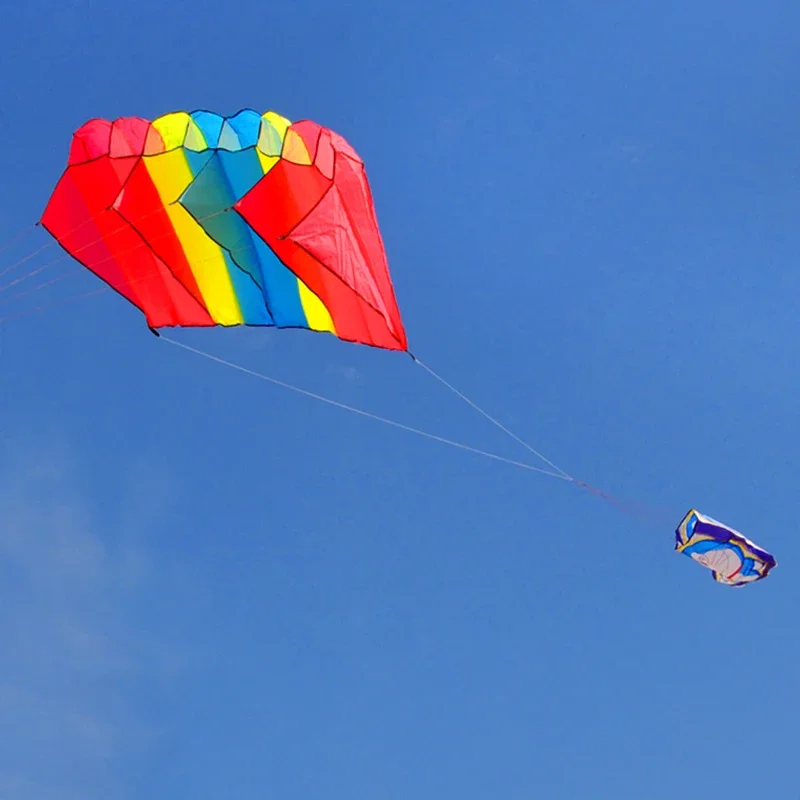 Cerf-volant parachute professionnel sans nœuds arc-en-ciel pour enfants, facile à voler, logiciel 3D