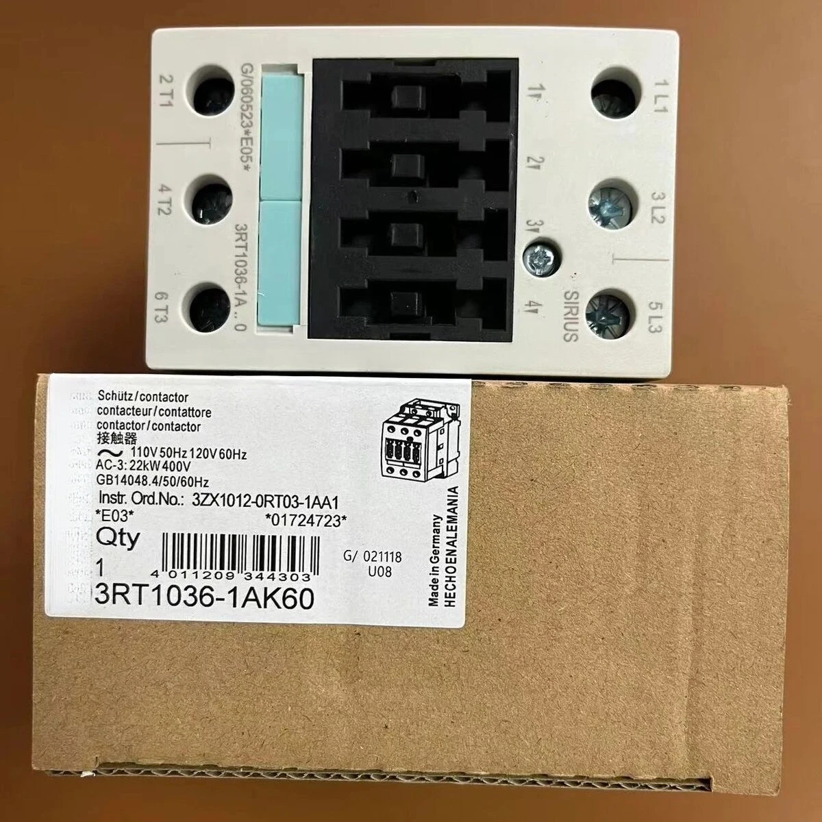 

1PCS New unopened Contactor 3RT1036-1AK60 3RT1 036-1AK60 Fast ship