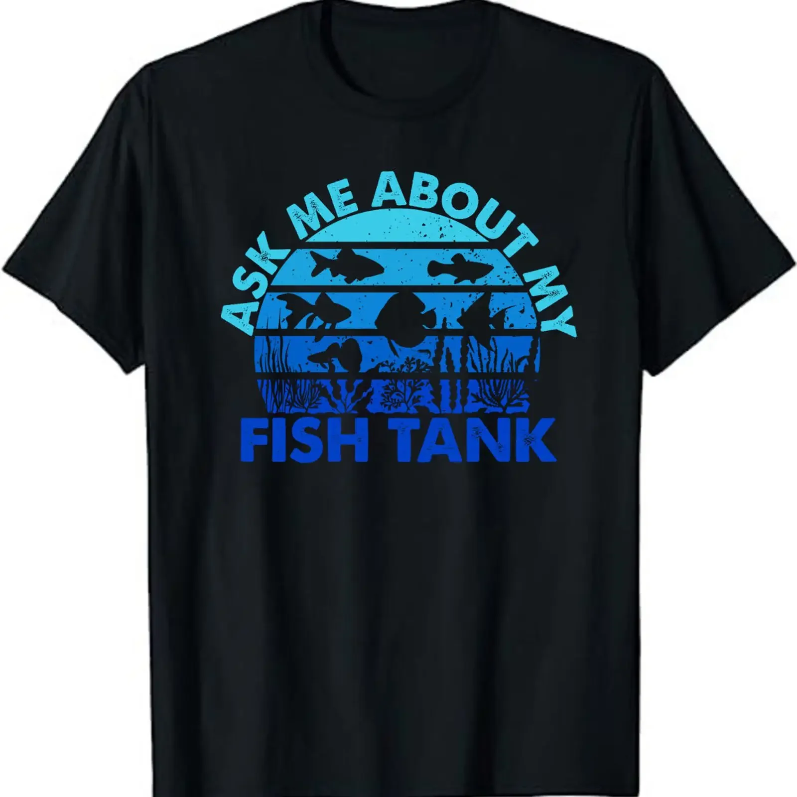 Fragen Sie mich nach meinem Fischbecken, T-Shirt für Aquarienbesitzer, Vintage-Look, gewaschen, bequem, vielseitig, Unisex, Designerkleidung