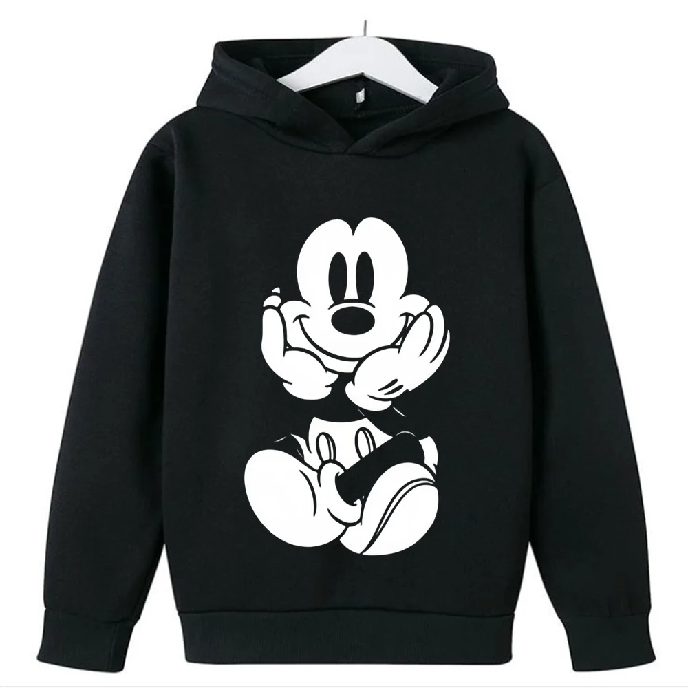 Ropa de Disney para niñas, sudadera con estampado de dibujos animados de Mickey y Minnie Mouse, moda informal para niños de 3 a 14 años