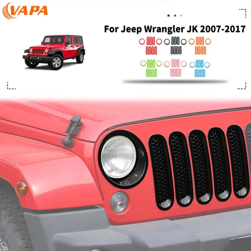 

ABS Автомобильная фара кольцо решетка радиатора декоративный чехол для Jeep Wrangler JK 2007-2017 внешние аксессуары