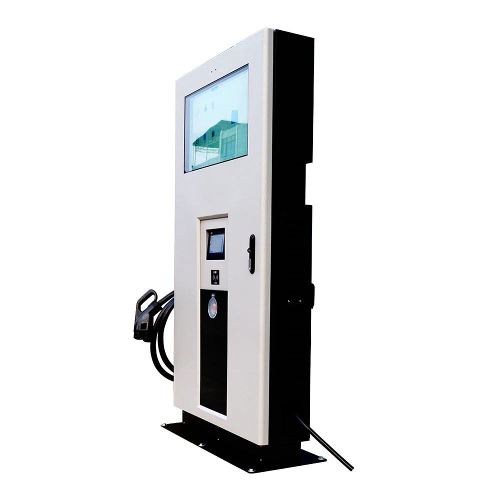 Chademo Ccs Fast Charging Advertisement Screen 60kw Ev Car Charging Station Machine