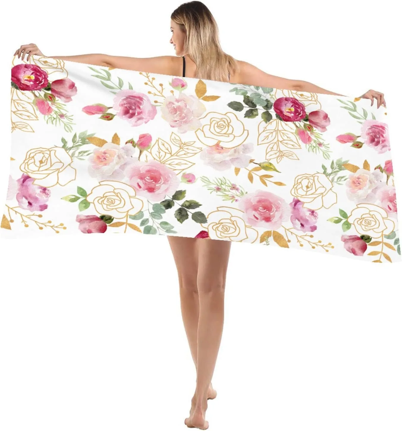 Flowers Rose Beach Towel for family staff friends Gift Towel Quick-Dry Towel For Bath Yoga Tourism Beach GYM Camping Swimming