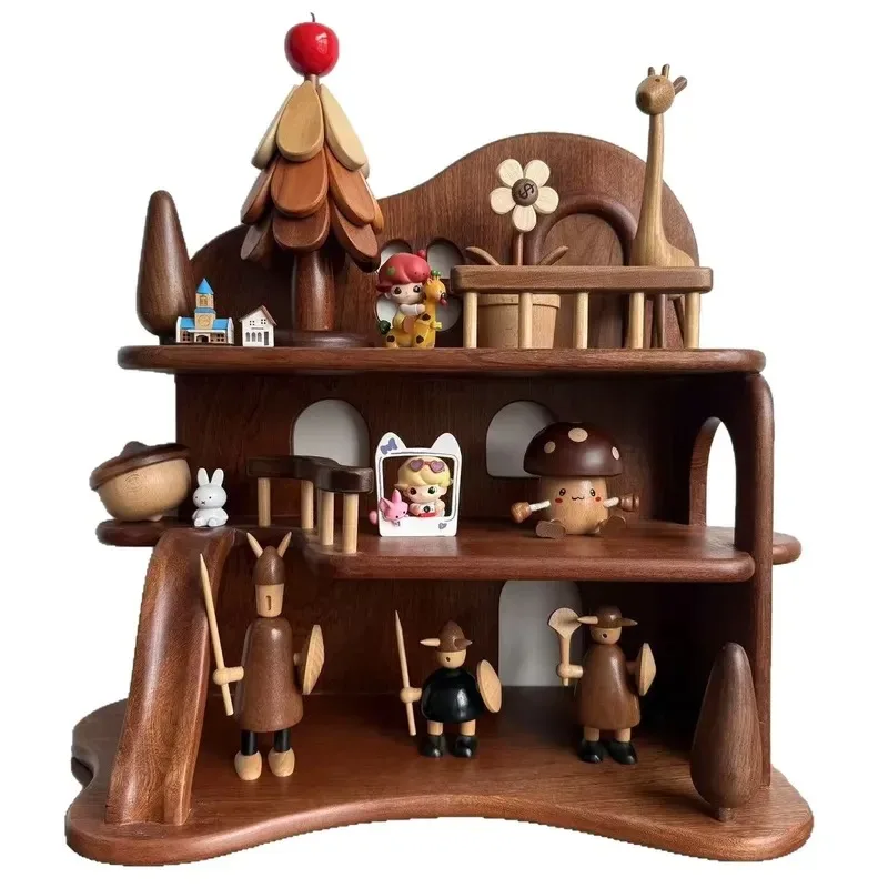 Solid walnut or beech multi-layer cosmetic rack creative multi-function desktop storage tools and bathroom supplies