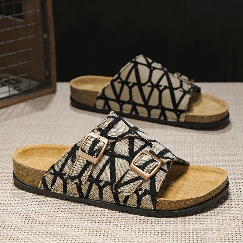 Zapatillas planas de verano para hombre, ligeras, portátiles, con estilo moderno, suela antideslizante, para el descanso diario y actividades al aire libre.