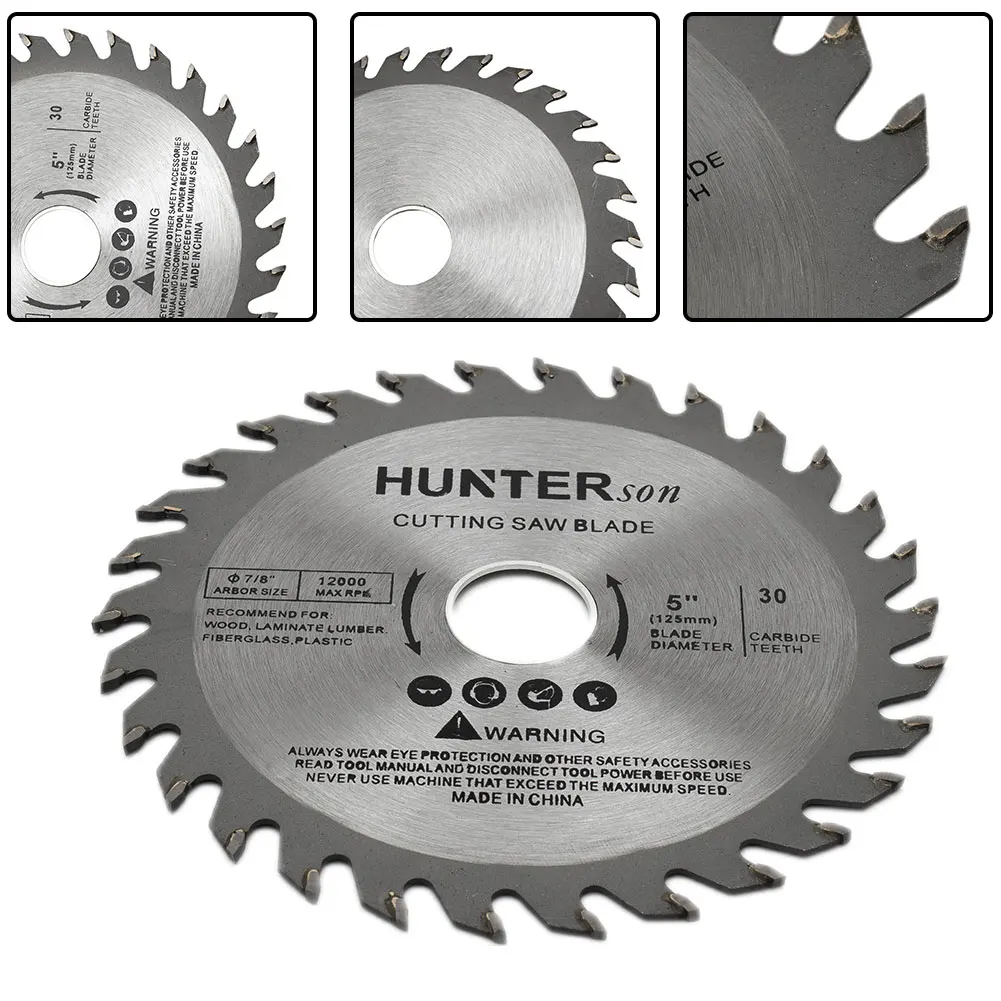 

1pc 5inch 125mm Carbide Tipped Saw Blade 30 Teeth Wood Cutting Disc For Solid Wood Wood-based Panels Plywood Cutting Tools