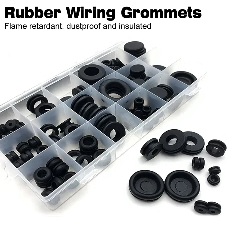 Rubber Grommet Assortment Kit Ring Gasket Firewal Hole Plug Set for Wire Electrical Appliance Plumbing 45/125/170/295 Pieces