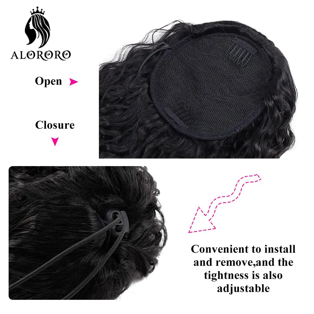 Alororo-extensiones de cola de caballo ondulada larga de fibra sintética, cabello falso con Chip-In ombré, resistente al calor, cola de caballo