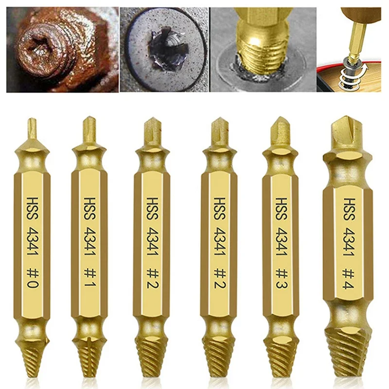 6pcs Damaged Screw  Bit Set Take Out Broken Screw Bolt Remover Extractor Drill