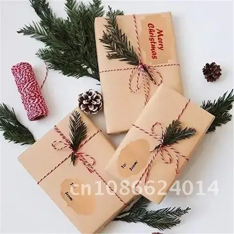 

300pcs/Roll Blank Kraft Paper Gift Tag with String Wedding Festival Birthday Gift Tag Label Holiday Thank Sticker Label