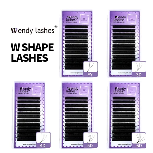 Wendy Lashes 0.07 W Shaped Bloom 3D/4D/5D/6D Floración Automática Abanicos Prehechos Extensiones de Pestañas Natural yy Pestañas Individuales