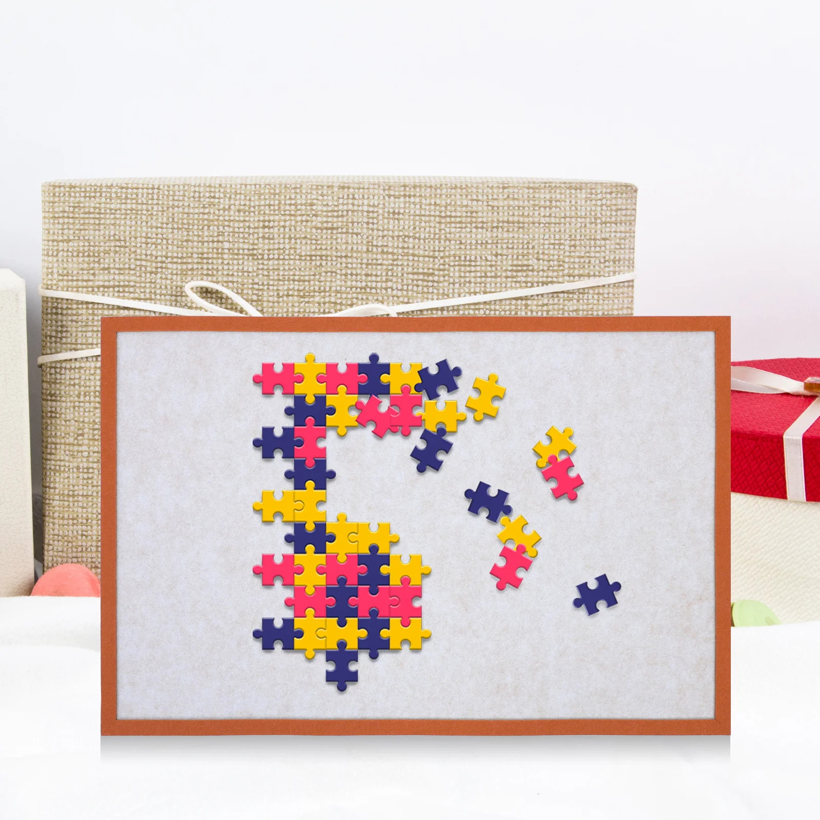 

Portable Jigsaw Puzzle Mat Nonslip Foldable Lightweight Storage Board Frame Included Easy to Clean Polyester Fiber