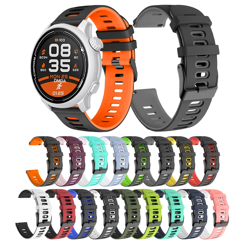 20mm 22mm two-tone Silicone Strap For COROS APEX 3/2/2 Pro 42MM 46MM Bracelet For COROS PACE 3/2 Replacement Smartwatch Bracelet