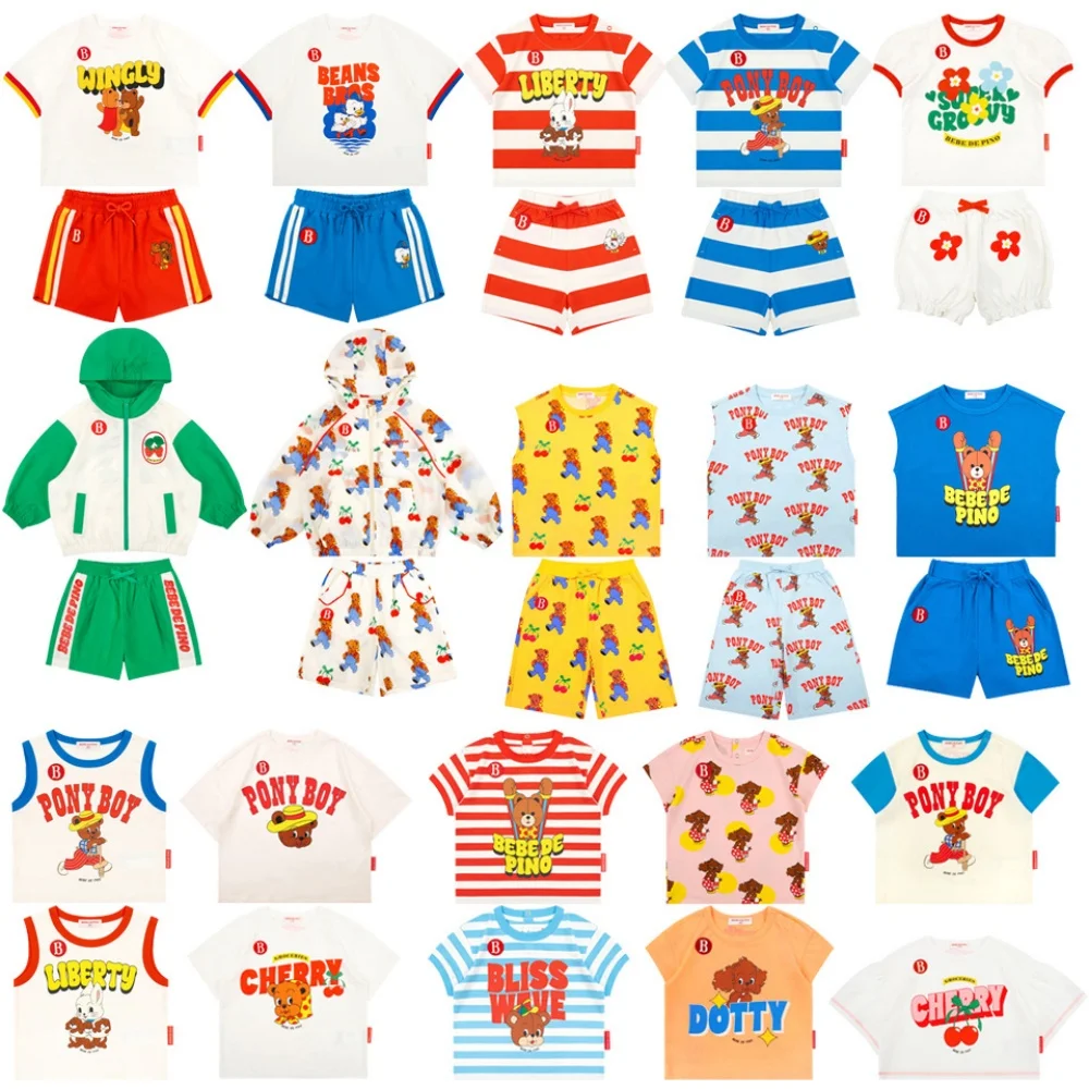Boys And Girls T-shirt 2026 Summer New Print Fashionable Casual Children's Short Sleeved Shorts Set Pure Cotton Cute Sweet Dress