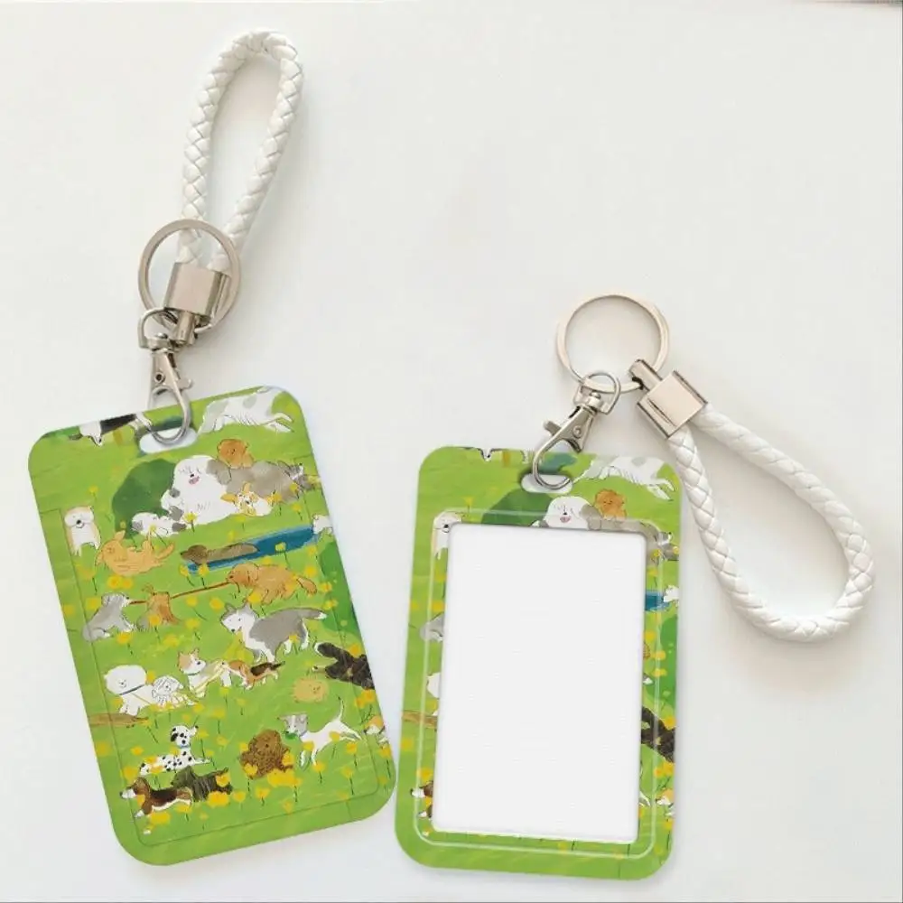 Dogs In The Meadow ID Card Holder White Plastic Shell For Doctor Nurse Student Bus Bank Credit Card Holiday Gift