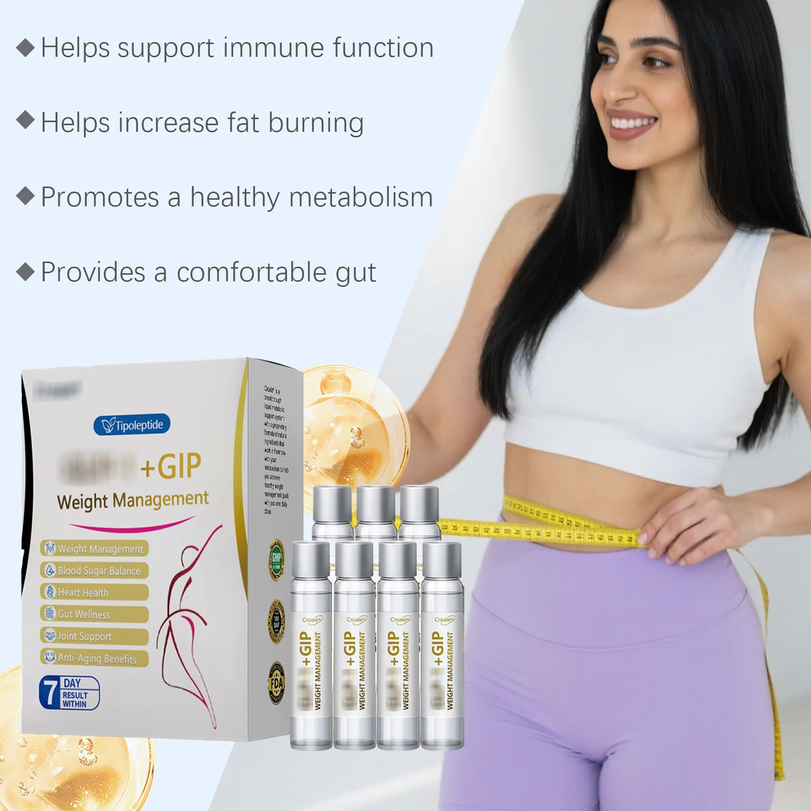 GLP-1+GIP Natural Slimming Drops Boost Immunity Rapid Weight Loss Unisex Burn Fat Suitable for Use After Exercising Energy Drops