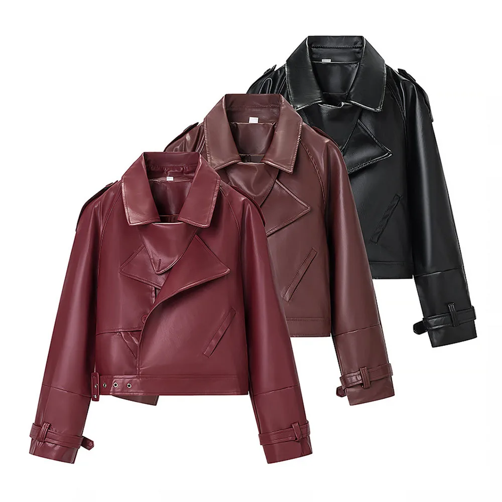 

Зимняя новая женская модная простая и универсальная мотоциклетная кожаная куртка, короткая куртка