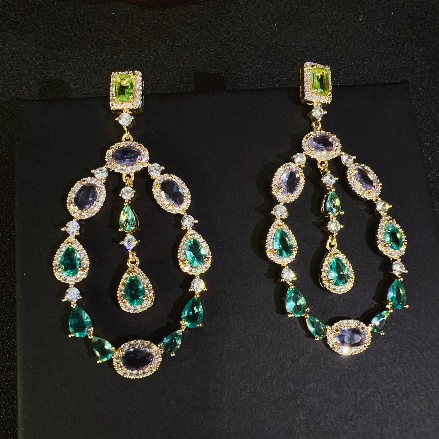 

large circle dangling earrings for women colorful zirconia jewelry