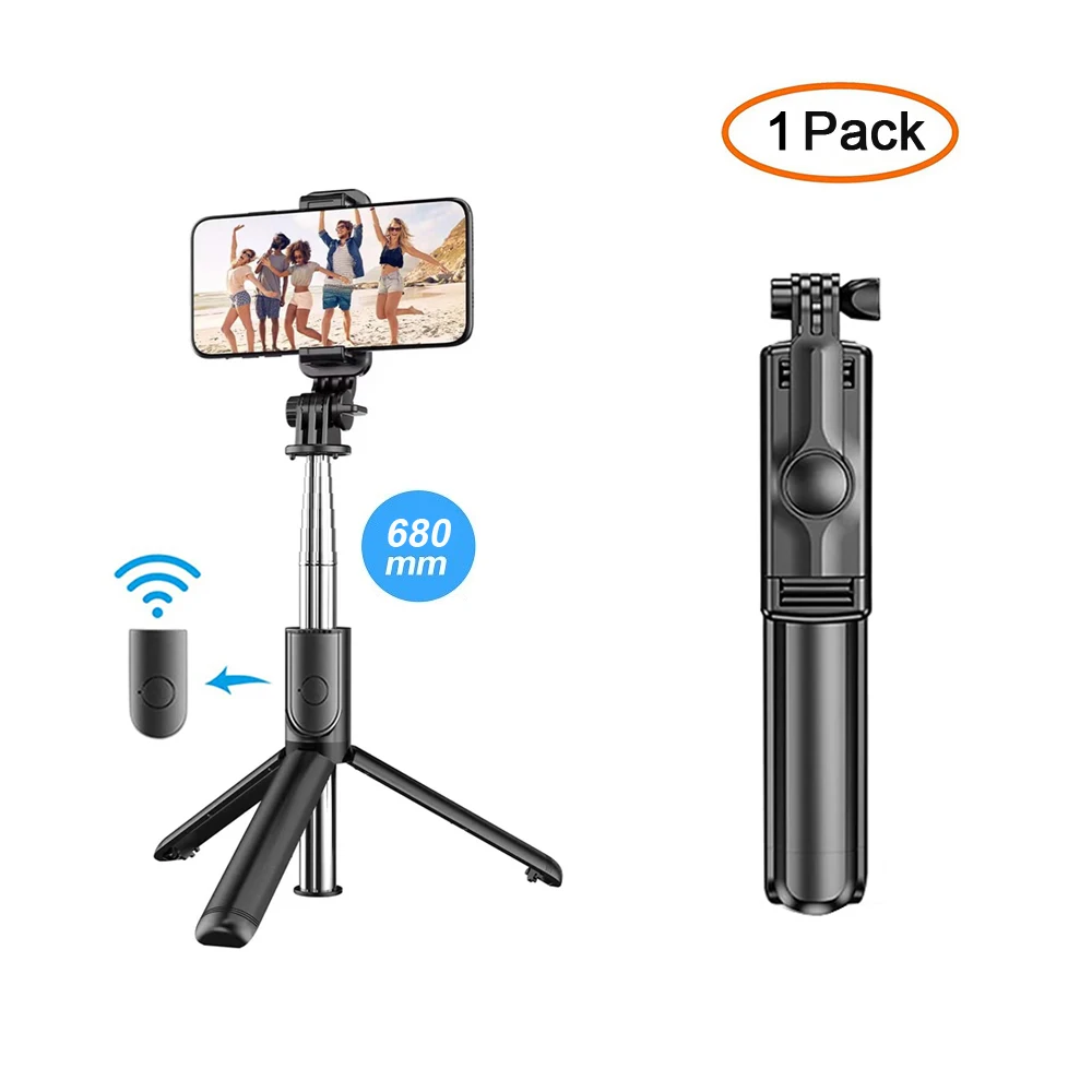 3In1 Bluetooth Draadloos Selfie-statief met invullicht Sluiter Afstandsbediening Draagbare opvouwbare monopod voor iPhone Smart Phone
