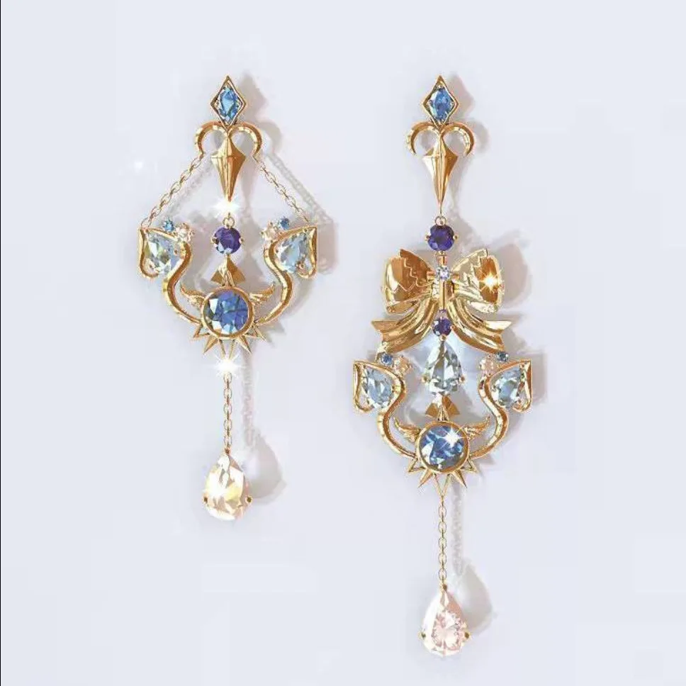 أنيمي لعبة Genshin تأثير Zhongli Keqing منى تأثيري الدعائم أقراط ياردروب موضة خمر مجوهرات اكسسوارات هدية