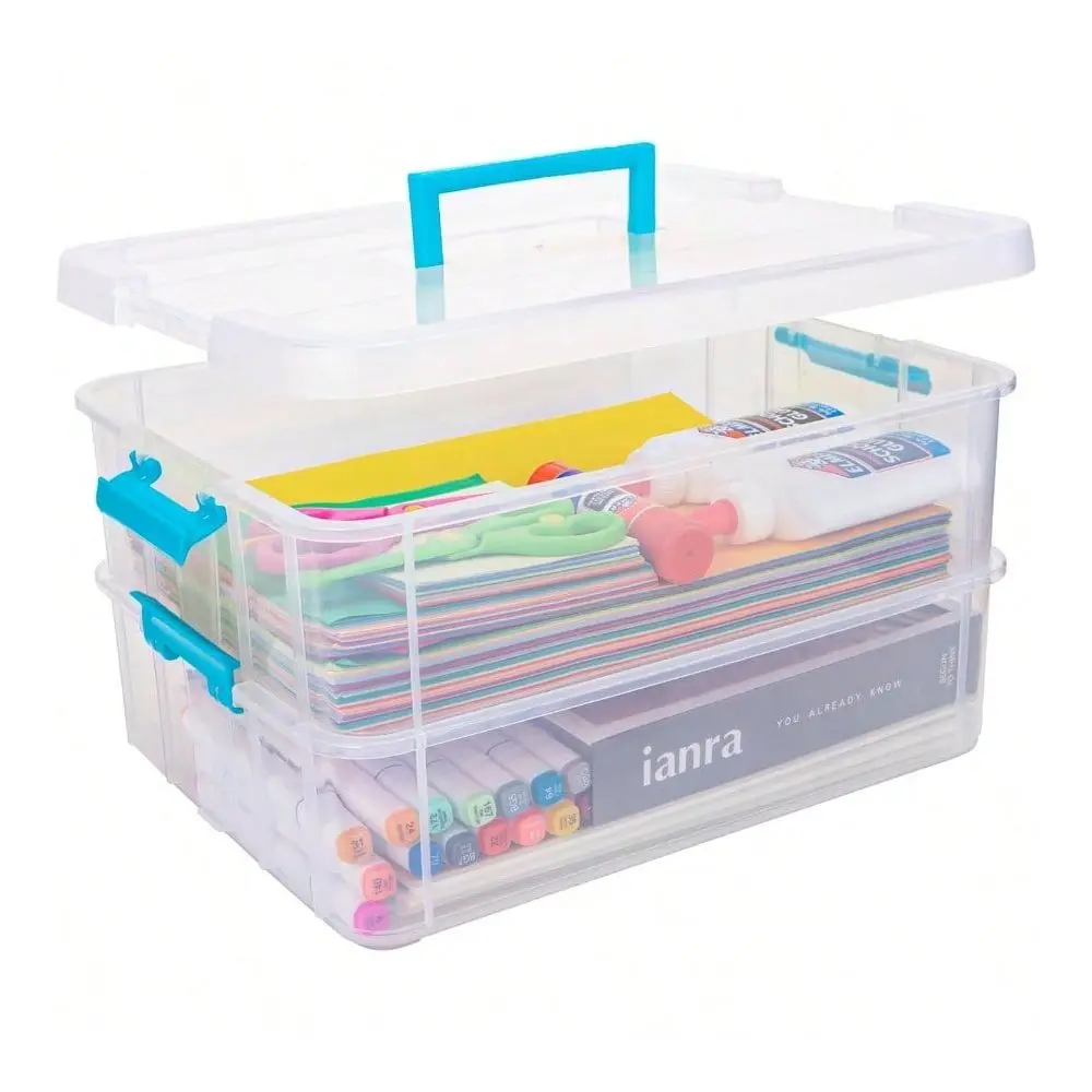 

Layer Plastic Storage Containers With Lids, Multipurpose Clear Stack Carry Box, Portable Craft Organizers And Storage Bin For O