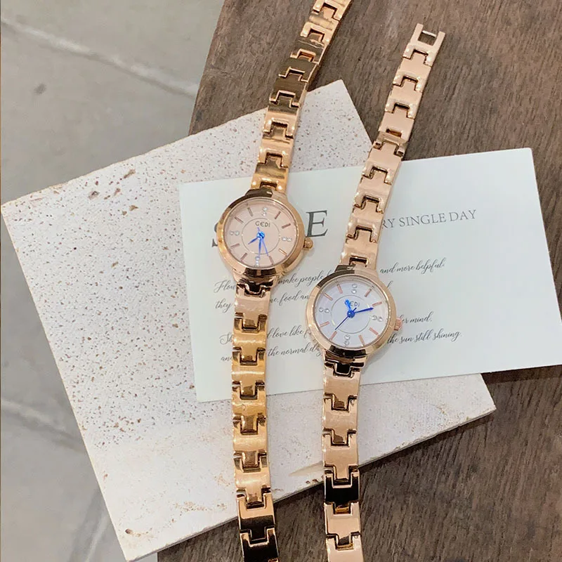 versatile small fresh student quartz watch fashion trend light luxury simple waterproof women's steel belt watch birthday gift