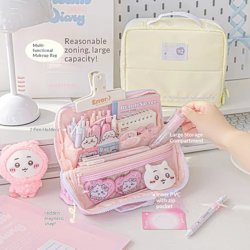 Imagen 2 del producto RosyPosy Adorn estuche de lápices de mano de gran capacidad, almacenamiento multifuncional, suministros de oficina para estudiantes, bolsa de papelería