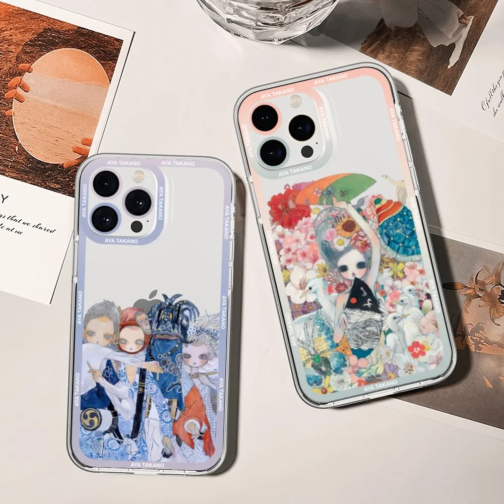 Art Aya Takano Phone Case For iPhone 11 12 Mini 13 14 15 Pro Max Transparent Shell