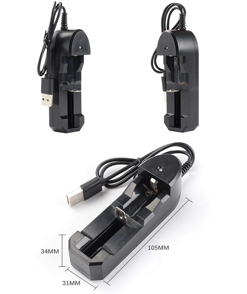 1 Ports Slots 5V 2A 4.2V 1000mA USB Charger For 10440 14500 16340 16650 14650 18350 18650 18500 Rechargeable Battery