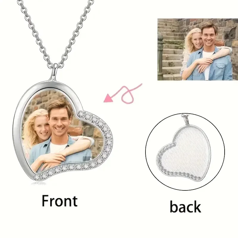 

Ожерелье с подвеской в виде сердца по индивидуальному заказу, модные персонализированные украшения из сплава с фото, подходят для мужчин и женщин, повседневная одежда, подарок