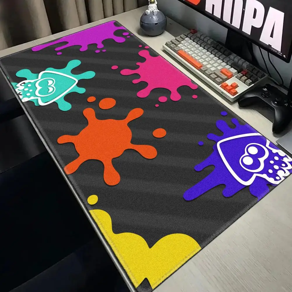Cartoon Ink Splatter Desk Mat, XXL Non-slip Rubber Gaming Mouse Pad, HD Art Print Keyboard Mat for Gamer Room Decor