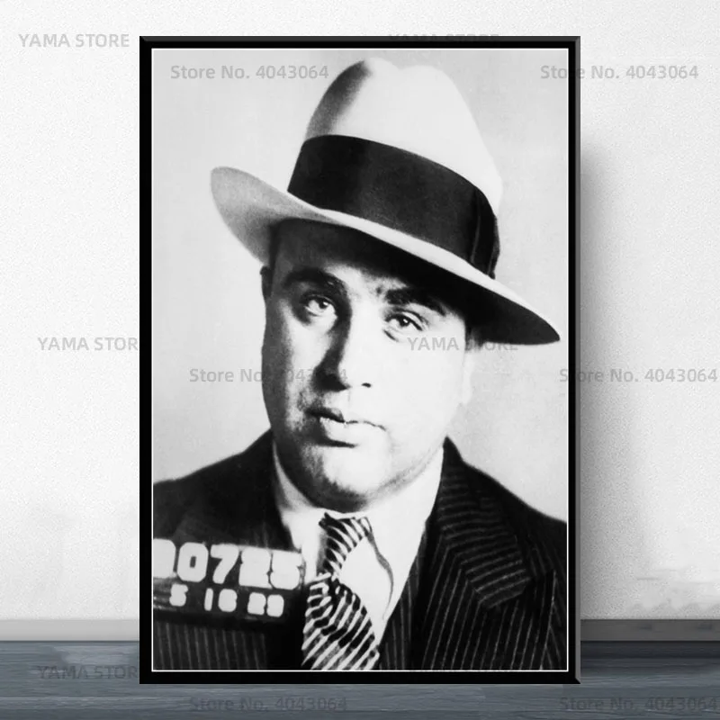 Vintage Old Photos Print Art Canvas Poster, Al Capone, Mafia Gangster, Living Room Decoration, Home Wall Picture