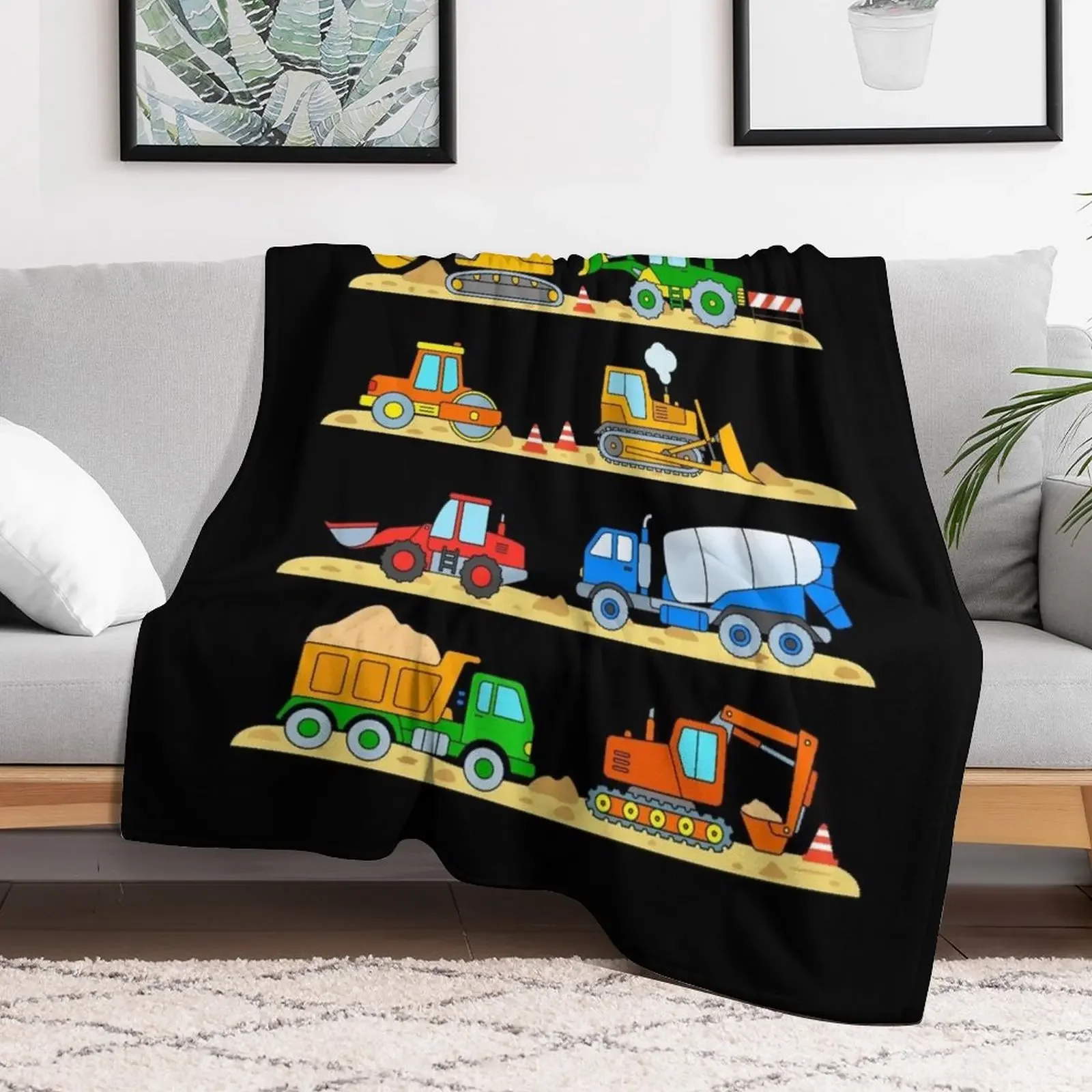 Construction Digger Dump Truck Bulldozer Concrete Mixer Throw Blanket Soft Winter beds Flannels Blankets