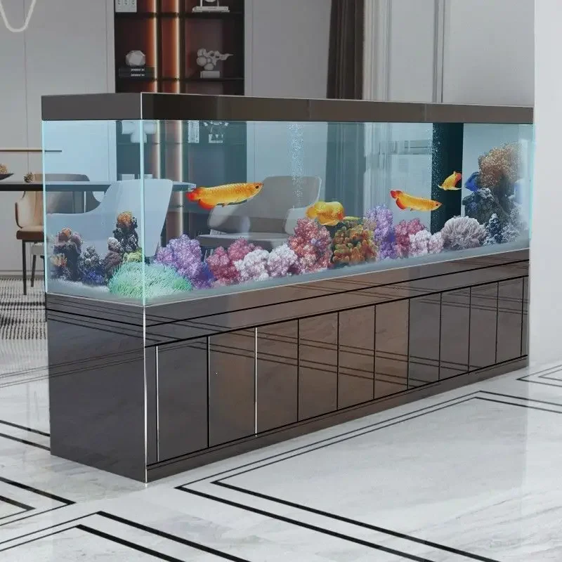 Fish tank, living room, large new 2-meter long ultra-white glass bottom filter aquarium