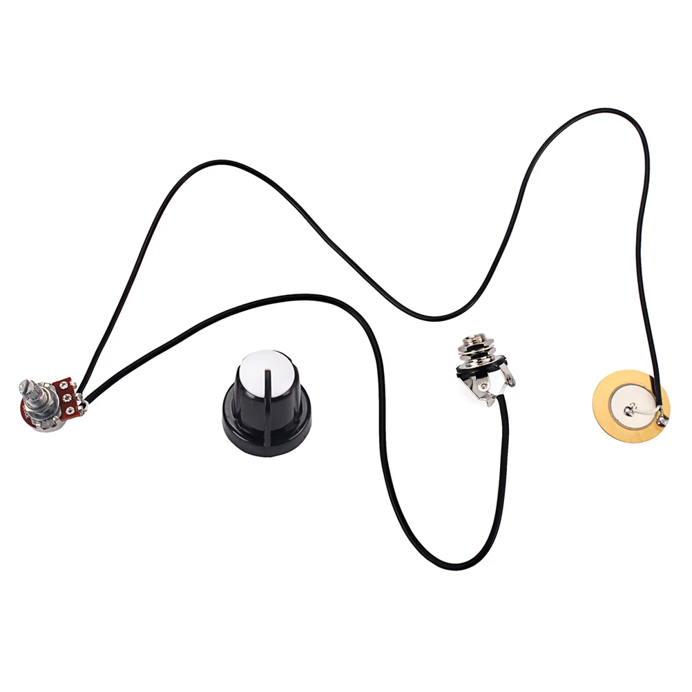 

1 Set 27mm Guitar Pickup Piezo B500K Potentiometer Transducer Amplifier with Output Jack and Round for Acoustic Guitar