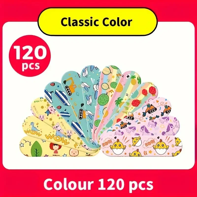 120Pcs Cartoon Animal Pattern Hemostatic Kids Cute Band-Aid Self-Adhesive Bandage First Aid Emergency Kit Wound Plaster Patches