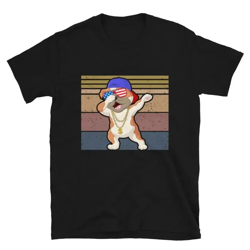 Cute Gangster Dog July 4th of July USA US Flag T-Shirt