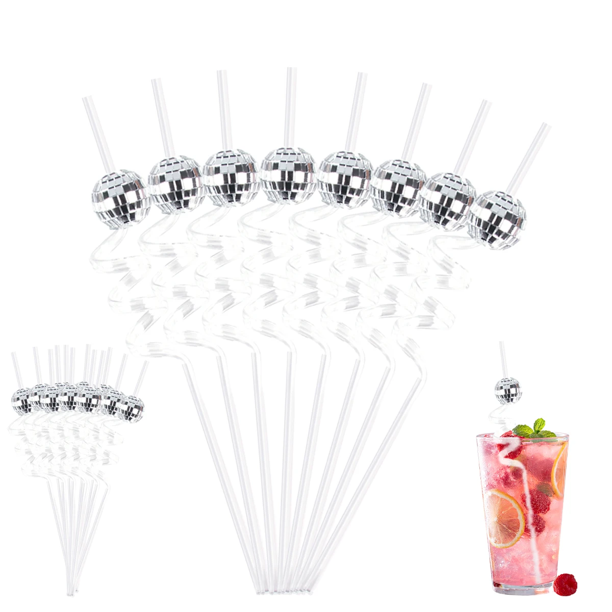 

6pcs Mirror Disco Ball Straws 70s Disco party Decorative Mini Disco Straw Birthday Wedding Bachelorette hen bar Party decoration