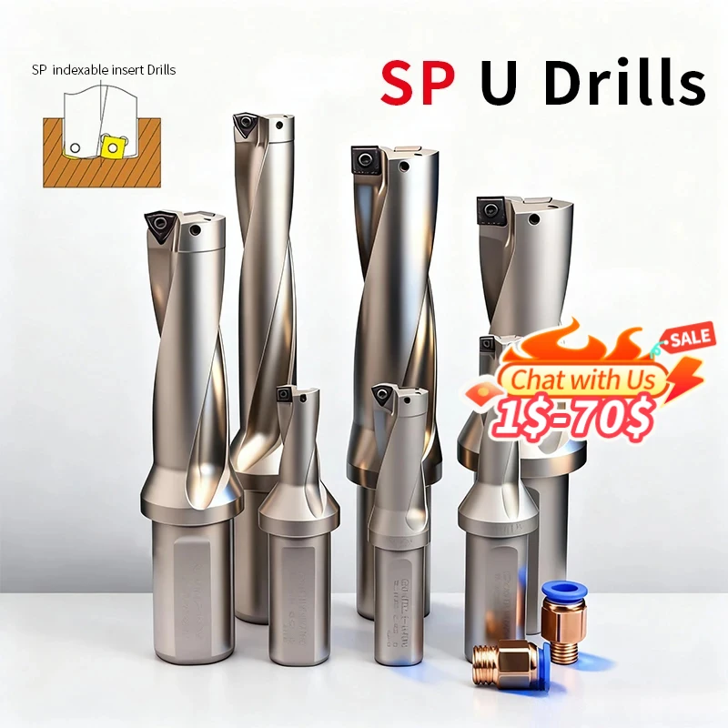 Wiertła serii SP Wiertło wkładane 11mm-49mm Głębokość 2D 3D 4D Wiertło indeksowane U CNC do tokarek maszynowych SPMG Woda