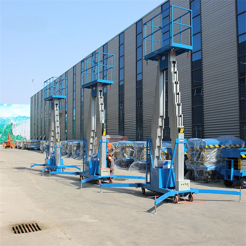 Aerial Platform Hydraulic Goods Lift Manual Mast Lift 12m Aluminum Work Platform Aluminum Hydraulic One Man Lift Platform