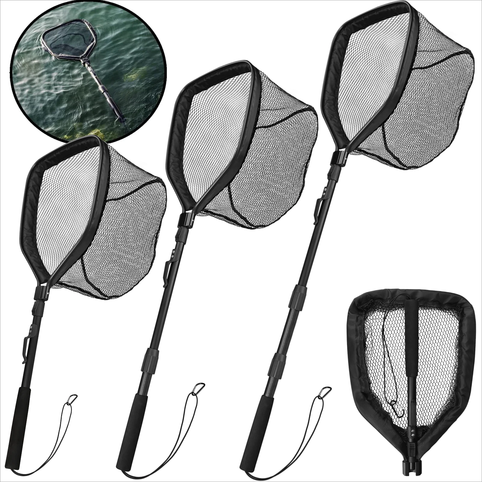 

Floating Fishing Net Telescopic & Foldable Fish-Friendly for Salmon Fly Catfish Bass Trout Landing Net Easy Catch & Release