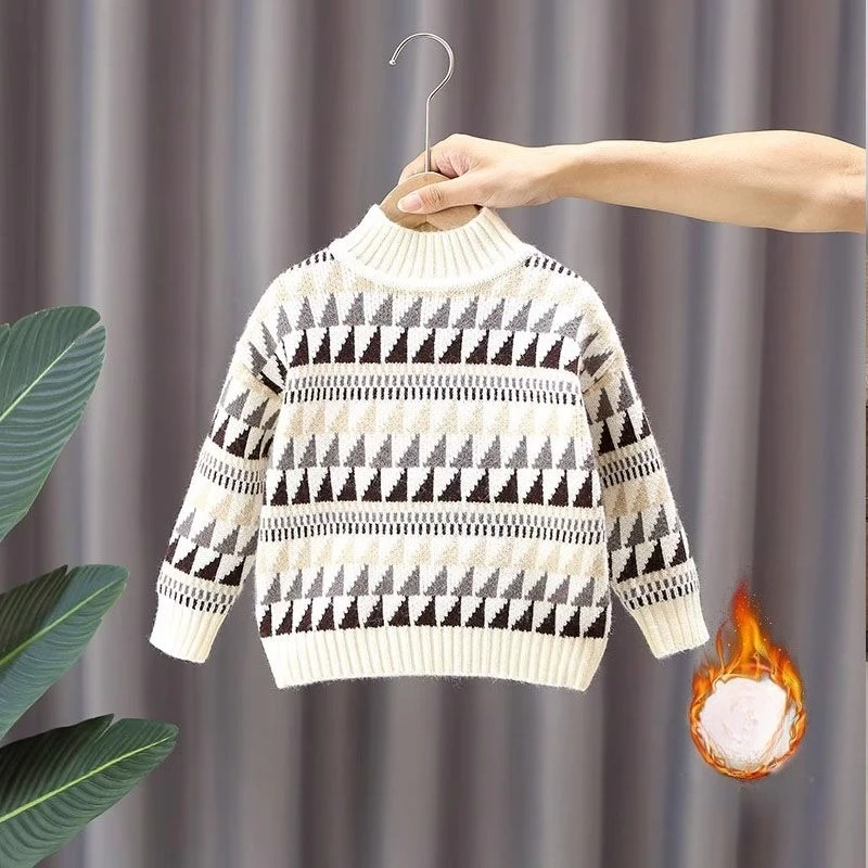 

Boys Sweaters Thickened Autumn Winter New Fashionable Versatile Children's Knitted Sweaters Boys Tops Boy Clothes 2 4 6 8 Year