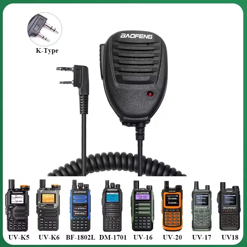 Baofeng Shoulder Speaker Mic Microphone for Baofeng Walkie Talkie UV 5R 82 888S UV S9 PLUS UV 13 16 Pro Quansheng UV K5 5R Plus