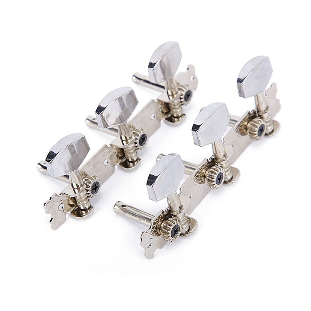 6Pcs Guitar Picks Holder Finger Cover Acoustic/Folk Guitar Tuning Pegs Tuners Machine Heads Chrome Part 3R+3L Machine Heads