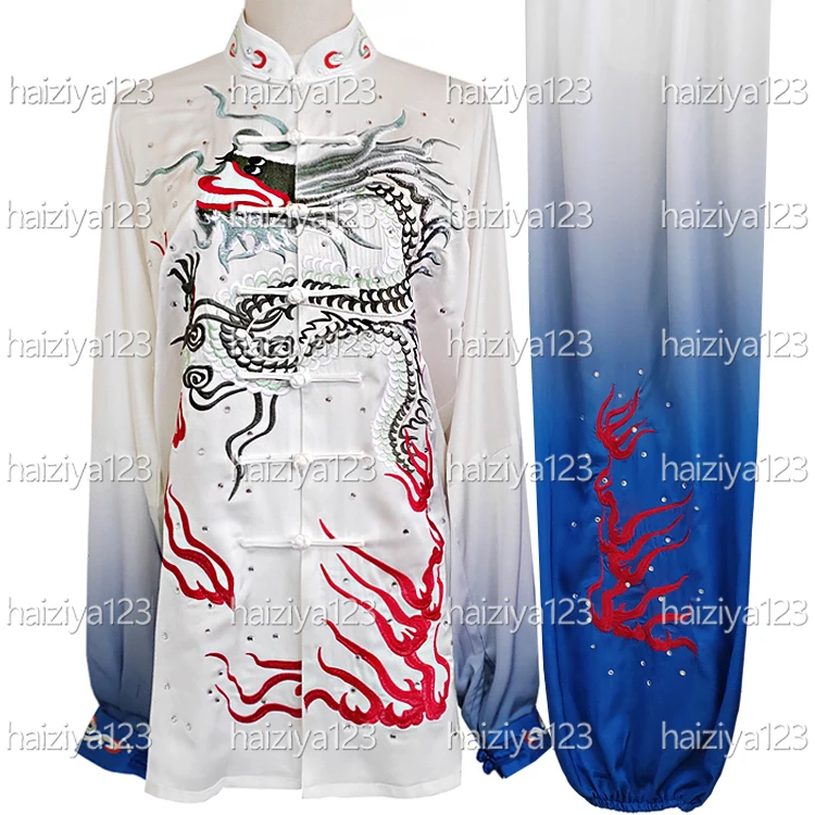 

Униформа тай-чи с вышивкой дракона, одежда для выступлений тайцзи, одежда для кунг-фу, одежда для ушу для мужчин, женщин, взрослых, детей, мальчиков и девочек